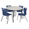 Regency Tables > Height Adjustable > Round Table & Chair Sets, 48 W, 48 L, 23-34 H, Maple TB48RNDPLAPBK40NV - alternate 1